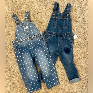 Toddler girls denim overalls bundle